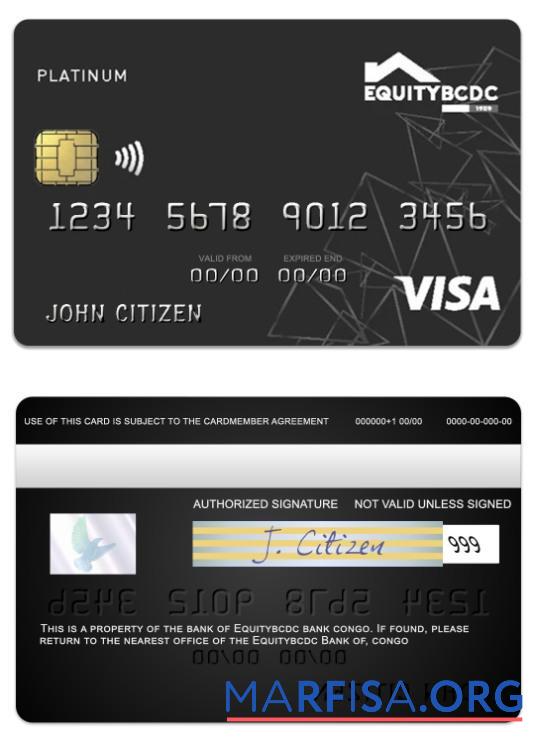 Realistic Congo EquityBCDC bank Visa Debit Platinum card real example